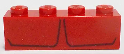 Red Brick 1 x 4 with 2 Dark Red Stripes Pattern (BrickHeadz Red Hulk Chest)