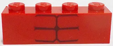 Red Brick 1 x 4 with 6 Dark Red Stripes Pattern (BrickHeadz Red Hulk Abdomen)