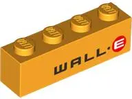 Bright Light Orange Brick 1 x 4 with WALL-E Logo Pattern (BrickHeadz WALL-E Abdomen)