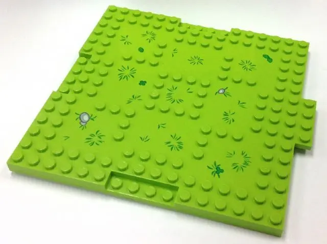 Lime Brick, Modified 16 x 16 x 2/3 with 1 x 4 Indentations and 1 x 4 Plate with Grass and Rocks Patt