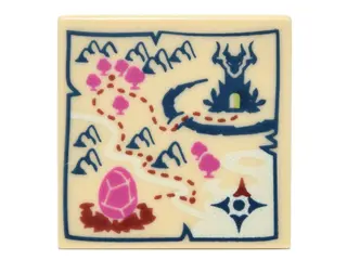Tan Tile 2 x 2 with Map Dragon Egg Location Pattern