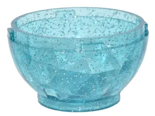 Glitter Trans-Light Blue Container, Faceted, 4 x 4 x 1 2/3, Dragon Egg Bottom