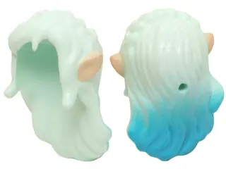 Light Aqua Mini Doll, Hair Long Wavy with Dark Azure Tips, Braid, Bangs and Light Nougat Elves Ears 