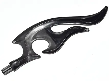 Pearl Dark Gray Wave Rounded Curved Double with Axle End (Flame) with Marbled Black Pattern