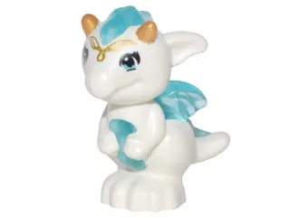 White Dragon, Elves, Baby with Molded Trans-Light Blue Stomach, Spines, and Wings and Printed Gold H