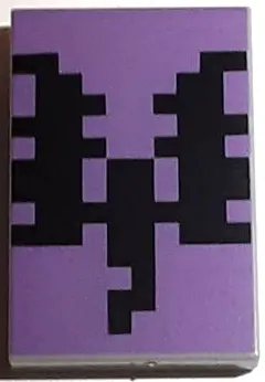 Light Bluish Gray Tile 2 x 3 with Pixelated Black Dragon on Medium Lavender Background Pattern (Mine