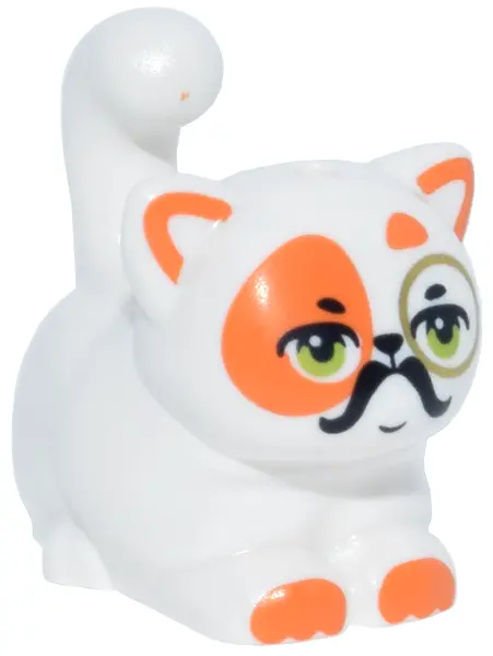 Cat, Friends Style, Large, Sitting with Orange Markings and Paws, Lime Eyes, Black Moustache and Gol