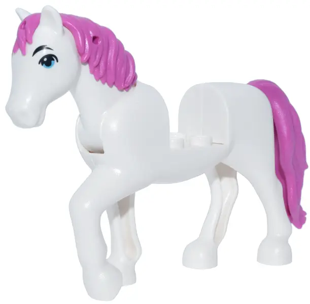Horse, Friends Style with 2 x 2 Cutout and Movable Neck with Fixed Flexible Rubber Dark Pink Tail an