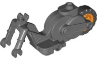 Dark Bluish Gray Flywheel Stuntz Riding Cycle with Orange Rear Wheel and Black Tire