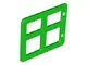 Bright Green Duplo Door / Window Pane 1 x 4 x 3 with 4 Different Size Panes Square Corners