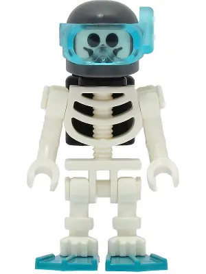 Skeleton - Diver, Black Air Tanks, Dark Turquoise Flippers, Dark Bluish Gray Helmet