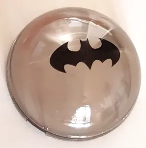 Trans-Brown Cylinder Hemisphere 4 x 4 with Black Bat Batman Logo Pattern