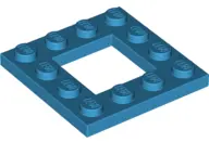 Dark Azure Plate, Modified 4 x 4 with 2 x 2 Open Center