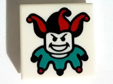 White Tile 1 x 1 with Joker Pattern