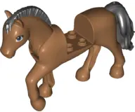 Medium Nougat Horse, Friends Style with 2 x 2 Cutout and Movable Neck with Molded Black Tail and Roa