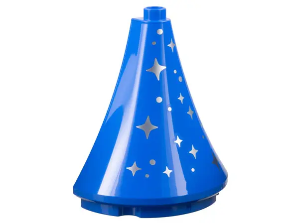 Blue Duplo Roof Spire Half 4.5 x 2 x 4 with Silver Sparkles and Dots Pattern