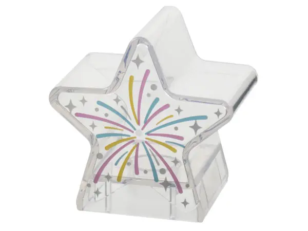 Trans-Clear Duplo, Brick 2 x 2 x 2 1/2 Star with Firework Explosion with Gold, Metallic Light Blue, 