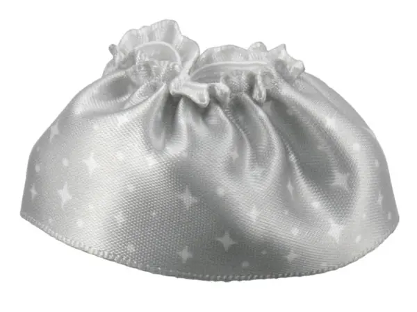 White Duplo Wear Cloth Skirt Satin with Sparkles and Dots on Silver Background Pattern