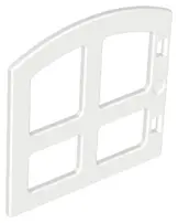 White Duplo Door / Window Pane 1 x 4 x 3 with 4 Panes and Curved Top