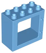 Medium Blue Duplo Door / Window Frame 2 x 4 x 3 Flat Front Surface, Completely Open Back