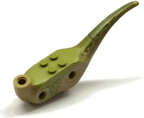 Dark Tan Dinosaur Body Raptor with Olive Green Top with Tan Stripes Pattern