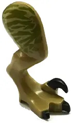 Dark Tan Dinosaur Leg Large (Rear) Raptor Right with Pin with Black Claws and Tan Stripes over Olive