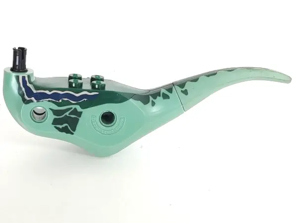 Sand Green Dinosaur Body Raptor with Dark Green Top with Tan and Dark Blue Stripes Pattern