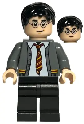 Harry Potter - Dark Bluish Gray Gryffindor Cardigan Sweater Open over Shirt without Wrinkles, Black 
