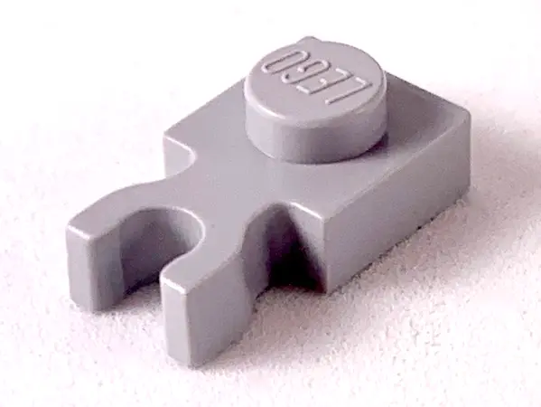 Light Bluish Gray Plate, Modified 1 x 1 with U Clip Thick (Vertical Grip)