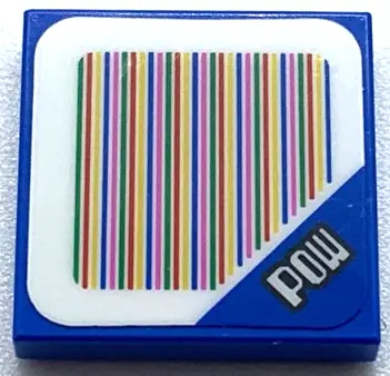 Blue Tile 2 x 2 with Super Mario Scanner Code POW Block Pattern (Sticker) - Sets 40414 / 71362 / 713