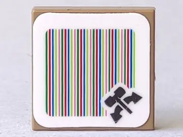 Dark Tan Tile 2 x 2 with Super Mario Scanner Code Hammer Turntable Pattern (Sticker) - Set 71363