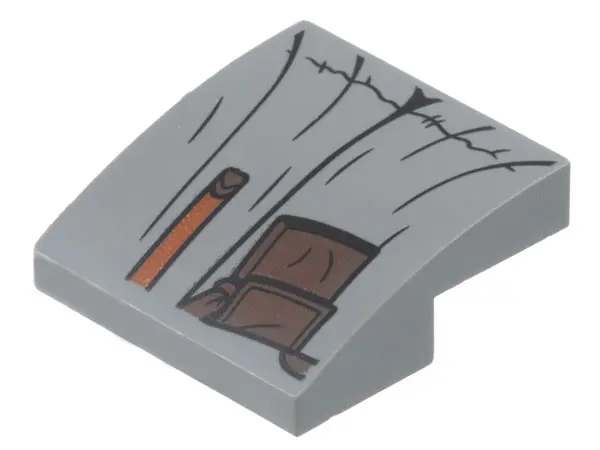 Dark Bluish Gray Slope, Curved 2 x 2 x 2/3 with Robe, Dark Brown Pouch, and Reddish Brown Belt Patte
