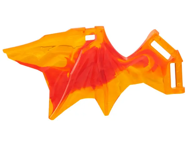 Trans-Orange Dragon Wing 11 x 5 with Bar Handles with Marbled Red Pattern