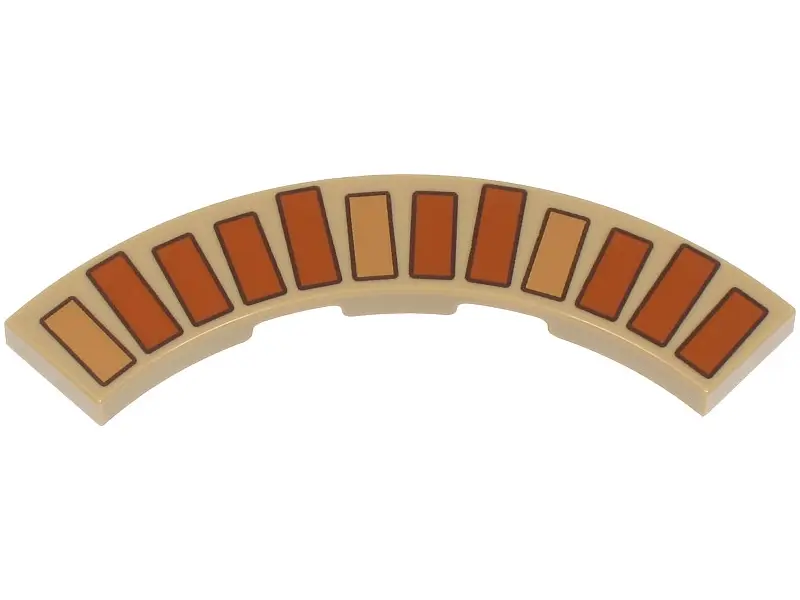 Dark Tan Tile, Round Corner 4 x 4 Macaroni with Dark Orange and Medium Nougat Bricks / Rectangles Pa