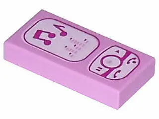 Bright Pink Tile 1 x 2 with Magenta and White Cell Phone / Smartphone / Music Player Pattern