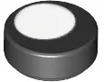 Black Tile, Round 1 x 1 with Large White Circle / Eye Pupil Offset Pattern