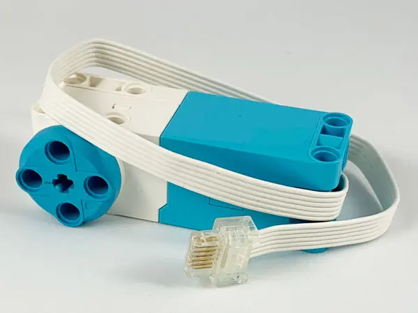 Medium Azure Electric, Motor SPIKE Prime / Powered Up, Medium Angular with White Top Housing and Cab