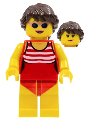 Beach Tourist Female with Red Bathing Suit