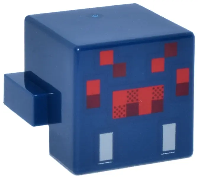 Dark Blue Creature Head Pixelated with Red and Dark Red Face and Light Bluish Gray Fangs Pattern (Mi