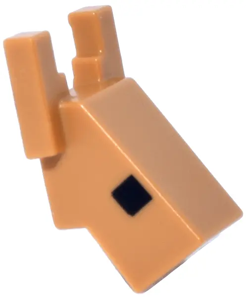 Medium Nougat Creature Head Pixelated with Angled Face and Ears with Black Eyes Pattern (Minecraft A