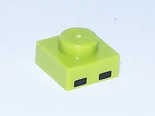 Lime Plate 1 x 1 with 2 Black Rectangles Pattern (Minecraft Zombie Eyes)