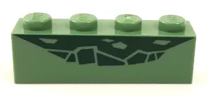 Sand Green Brick 1 x 4 with Dark Green Reptile Scale Pattern