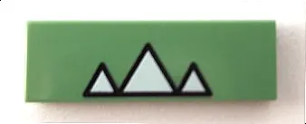Sand Green Tile 1 x 3 with White Teeth Pattern
