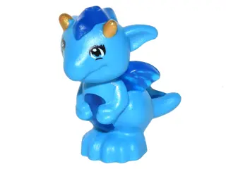 Dark Azure Dragon, Elves, Baby with Molded Trans-Dark Blue Stomach, Spines, and Wings and Printed Go