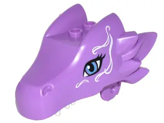 Medium Lavender Dragon Head (Elves) Jaw Upper with Medium Blue Eyes and White Swirls Pattern (Gust)