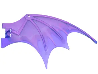 Medium Lavender Dragon Wing 19 x 11 with Bar Hole and 2 Pin Holes with Marbled Trans-Purple Trailing