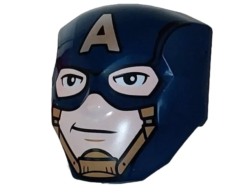 Dark Blue Large Figure Face with Brow and Nose Detail, 2 x 2 Round Brick Attachment with Mask with S