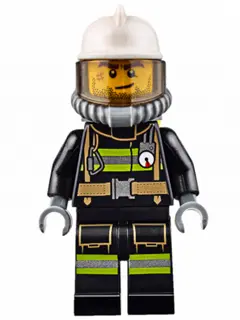 Fire - Reflective Stripes with Utility Belt, White Fire Helmet, Breathing Neck Gear with Air Tanks, 