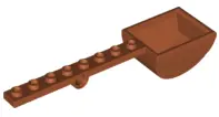 Dark Orange Plate, Modified 1 x 8 with Pin Hole and Bucket (Catapult)