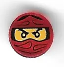 Trans-Red Tile, Round 1 x 1 with Ninjago Trapped Kai Pattern